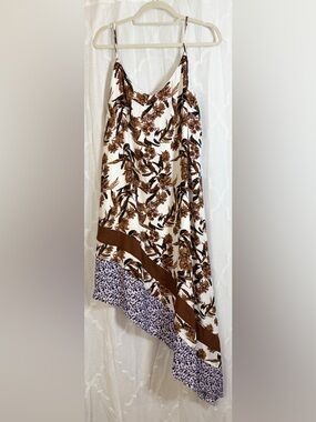 EST 1946 Boho Bird Floral Asymmetrical Slip Dress Mixed Print | Size XL